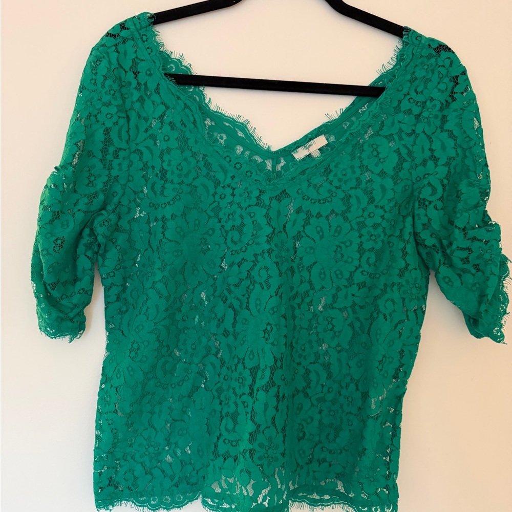 Joie Green Lace Top Women’s Small Romantic Boho Blouse